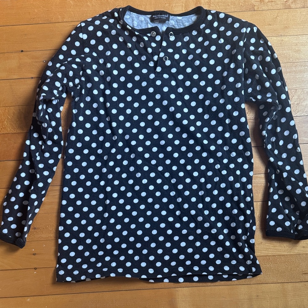 Marimekko Black and White Dotted Long Sleeve Shirt kids size 160